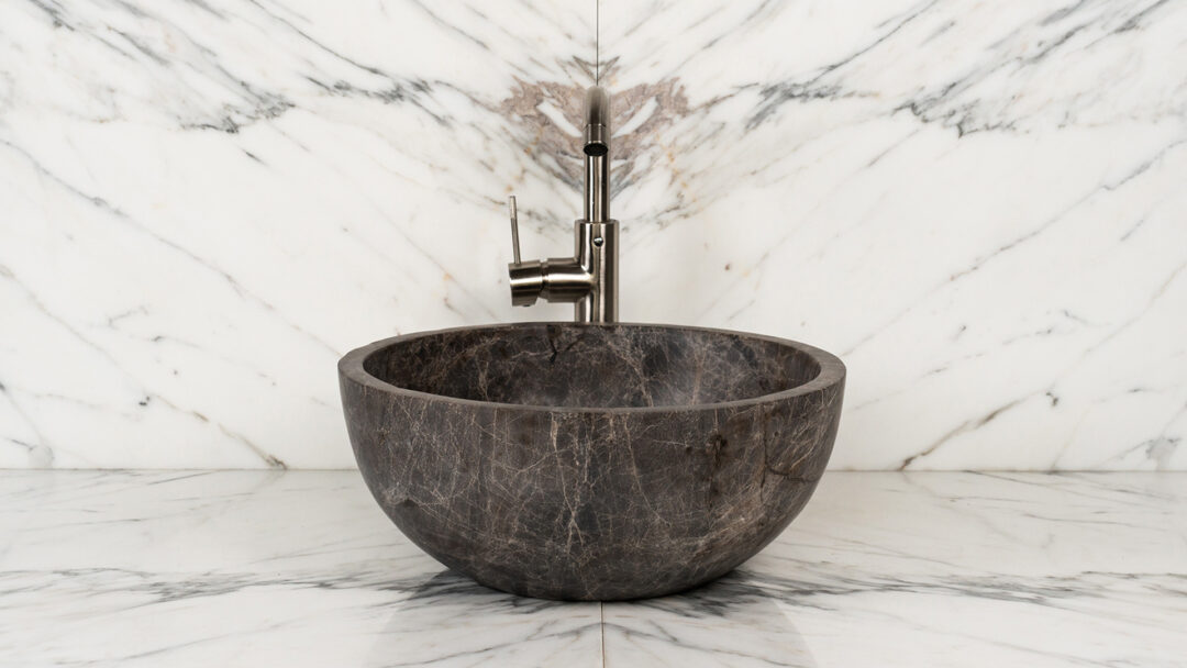 Round marble washbasin "Fiano Emperador"