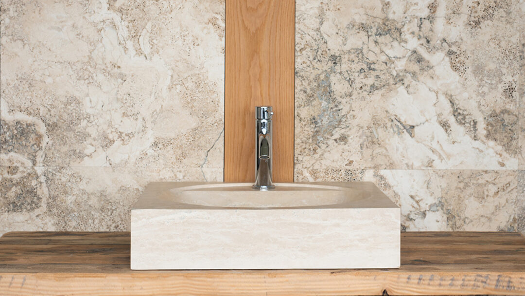 Square marble countertop sink "Linear"