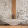 Opus rectangular countertop travertine sink