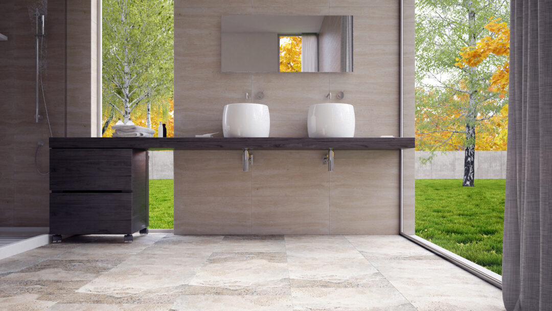 Light Zebra travertine tiles (PDR040)