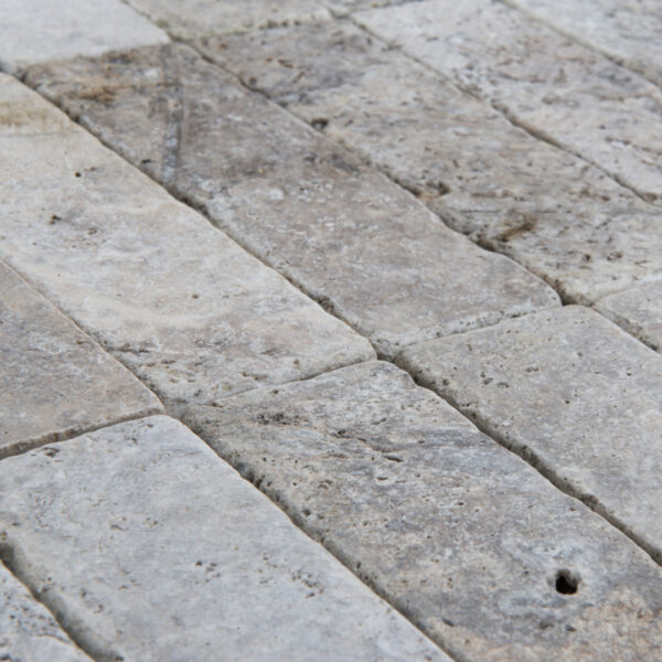 Travertinmosaik 5,0x15,0 Ice Ciottolo