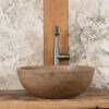 Round travertine sink Ball Scuro