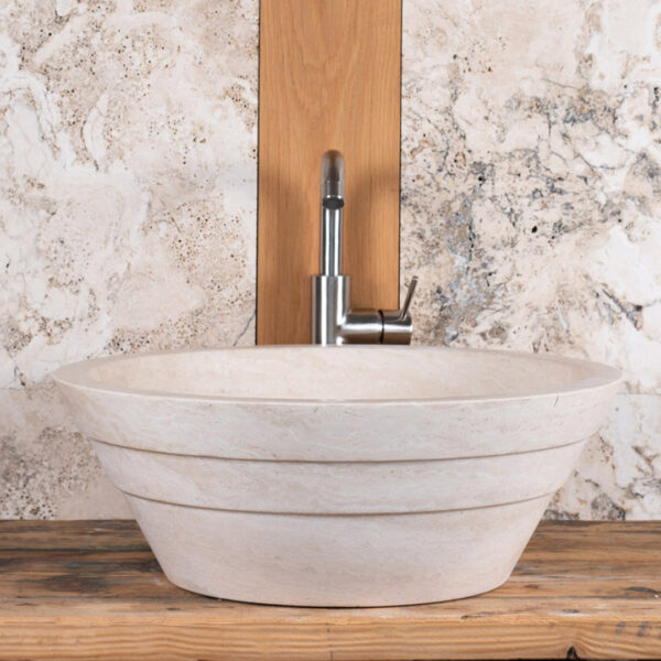 Round travertine sink “Castellina”