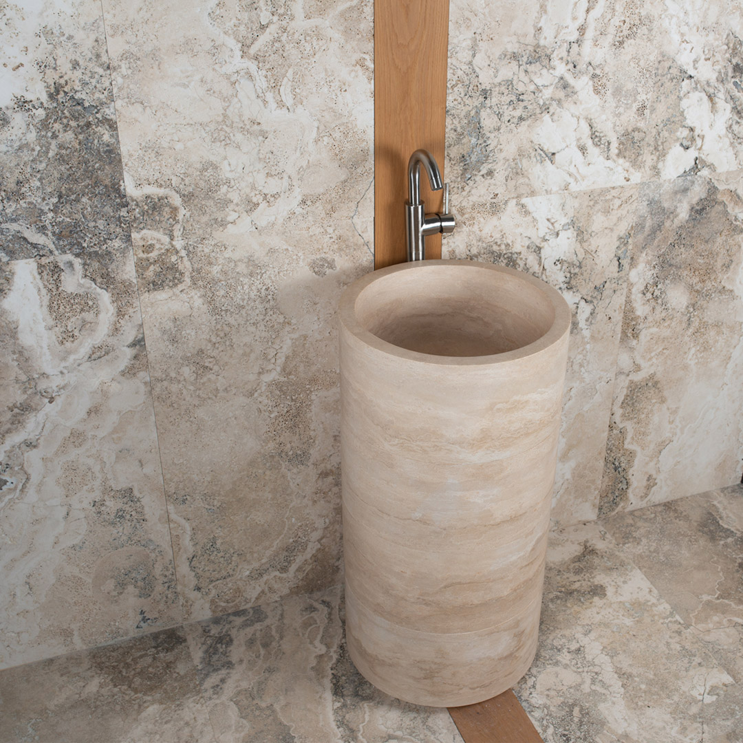 Lavabo freestanding in travertino Colonna per bagno