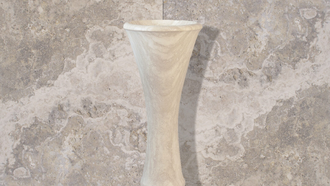 Freistehendes Waschbecken Calice aus Travertin