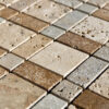 Stone travertine mosaic composition mounted on mesh to facilitate installation