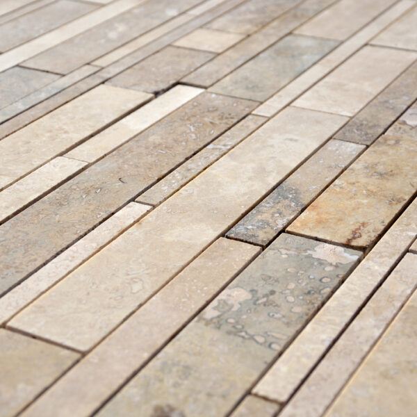 Mosaico in travertino “Strips Tuscany Mix” Moderno