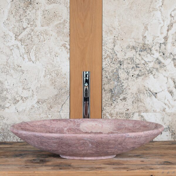 Lavabo ovale in travertino rosa “Elipse RC”