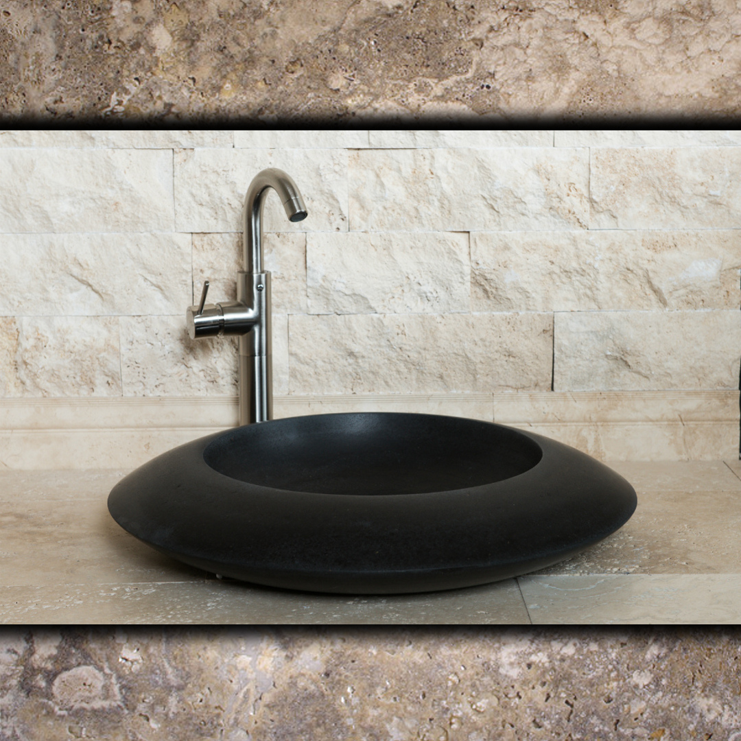 Lavabo rotondo in basalto da appoggio Enterprise BS