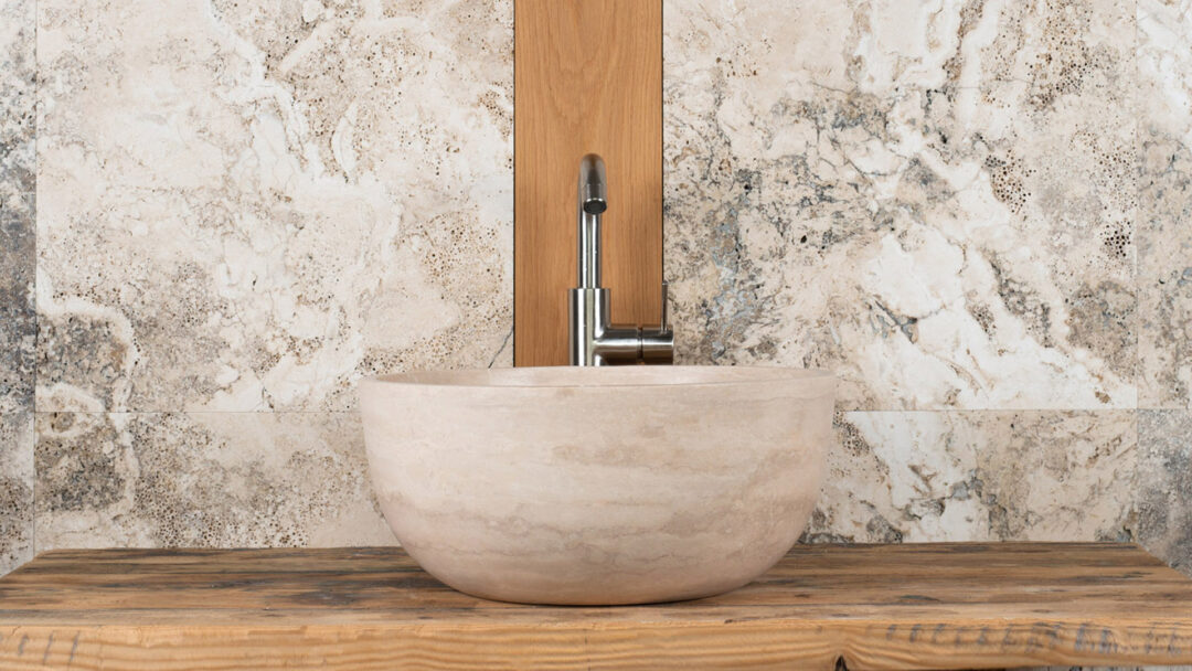 Lavabo bordo sottile in travertino Fiano Slim