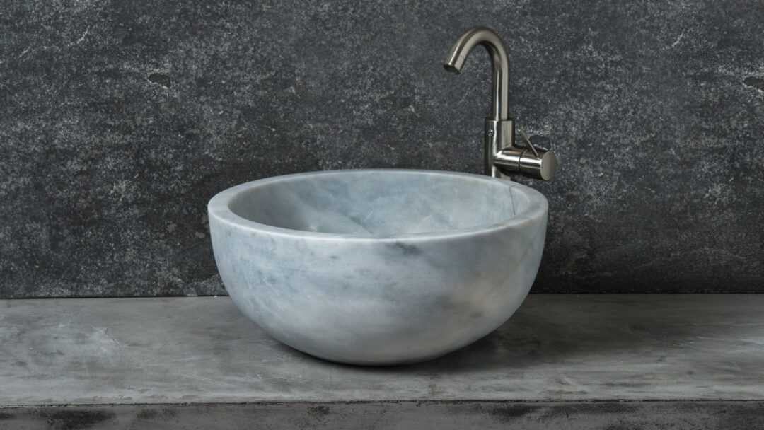 Round marble sink Fiano Grey