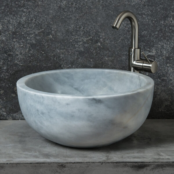 Lavabo rotondo in marmo “Fiano Grey”