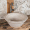 Gaiole light travertine sink side view