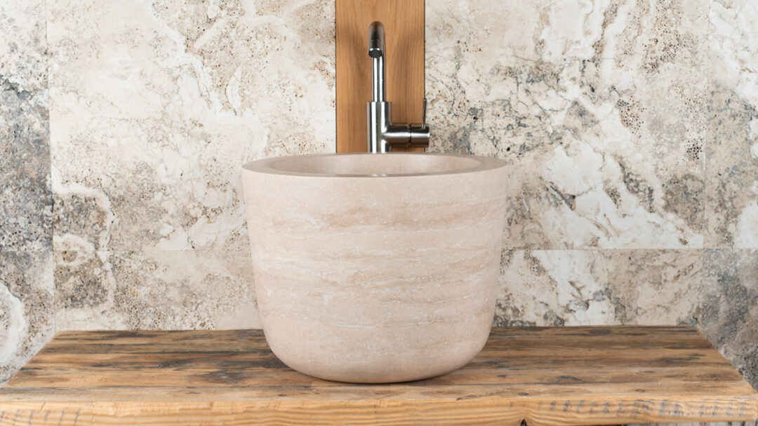 Turkish bath travertine sink