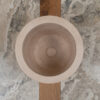 Tall light travertine Hammam sink viewed from above