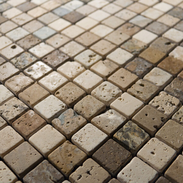 Mosaico in travertino 1,5x1,5 Tuscany Mix Ciottolo