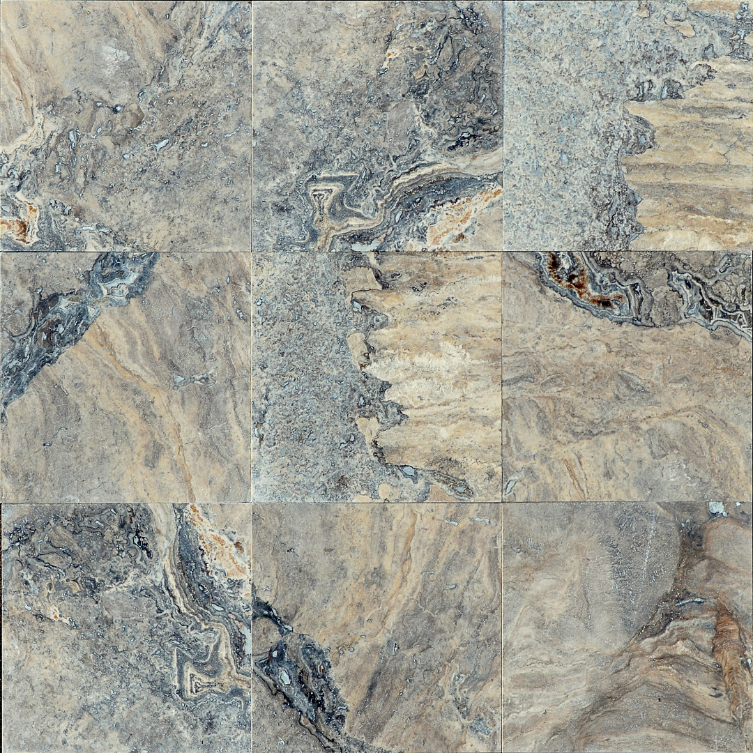 Selection of Ice Travertine, with Ice-Colored Veins