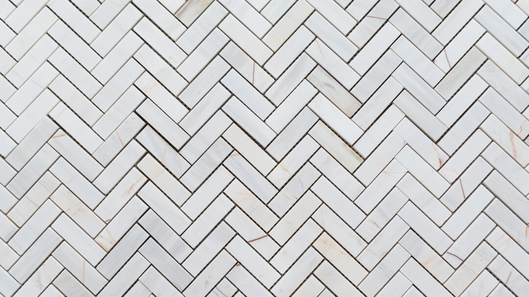 White Alba small herringbone polished x