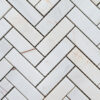 White Alba Marble Mosaic "Small Herringbone" Glossy