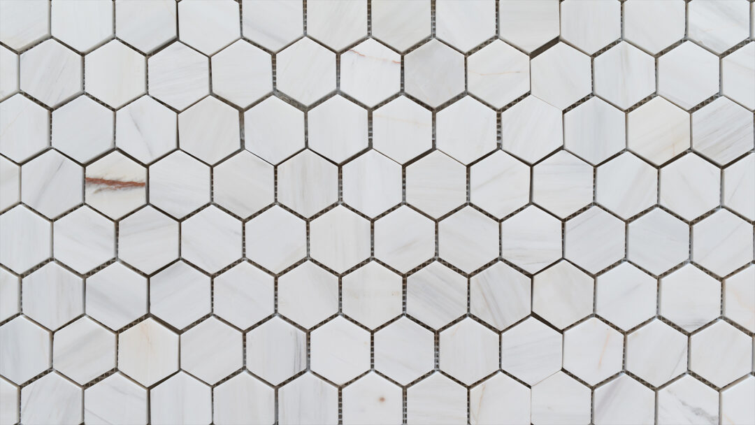 Mosaico esagono bianco alba