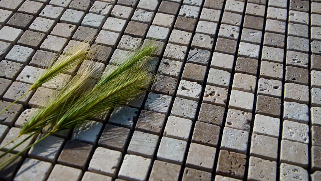 Mosaico in travertino 2,5x2,5 Tuscany Mix Ciottolo