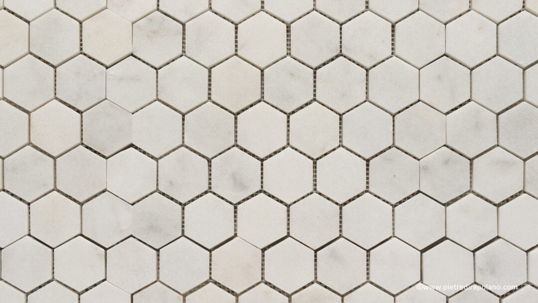 Mosaico in marmo bianco esagono TESSERE