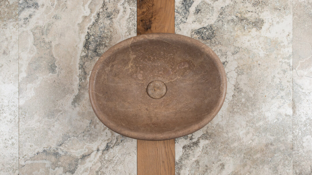 Ovale noce lavabo d'appoggio