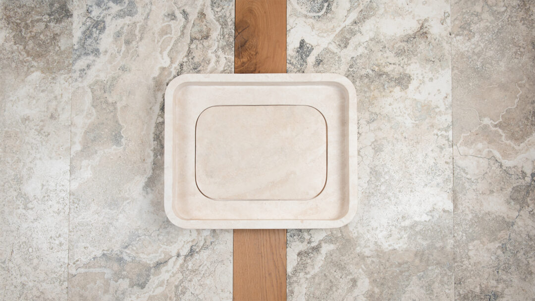 Rechteckiges Waschbecken aus Travertin "Piatto"