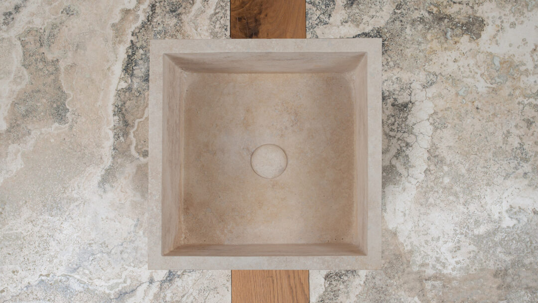 Travertine pedestal sink Pyramid