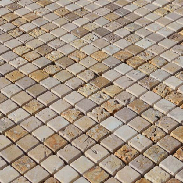Mosaico in travertino 2,5x2,5 Multicolor Rustico