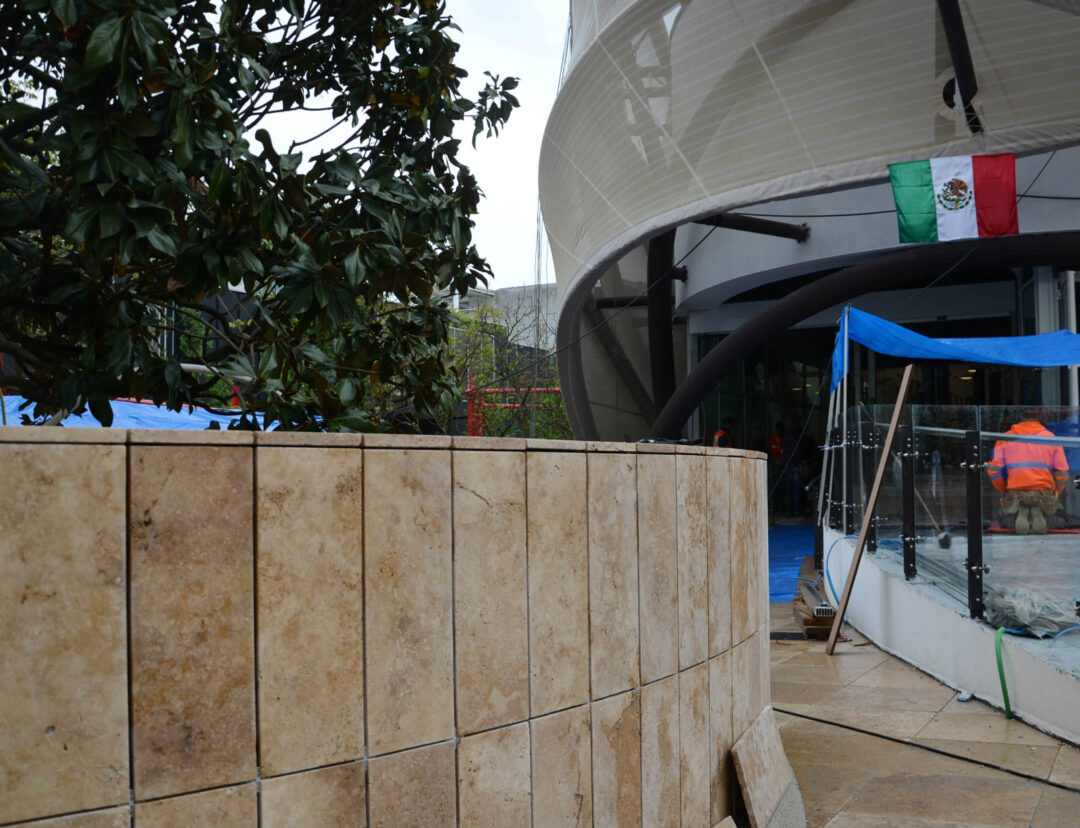Mexiko-Pavillon Expo 2015: Außenverkleidung aus Travertin Autunno (PDR029)