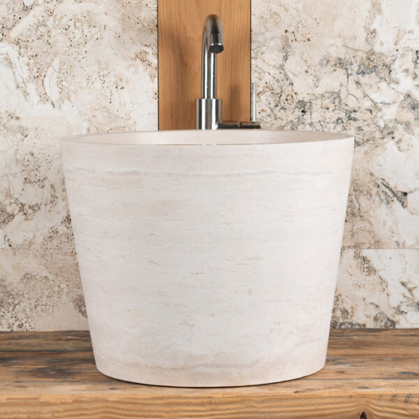 Tall travertine sink “Secchio”