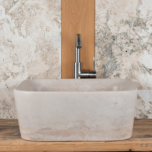 Lavabo quadrato in travertino “Square Slim”