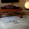 Living room floor in Light Earth travertine (PDR013)