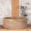 Cylindrical sink in dark walnut travertine Tonda Scura