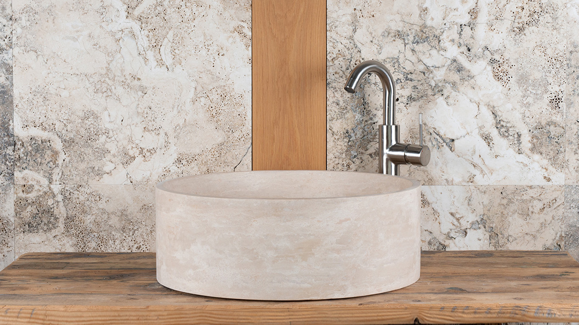Round travertine sink “Tonda Slim”