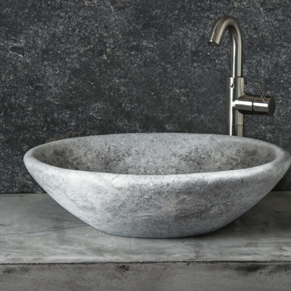 Lavabo in travertino grigio “Vaschetta Ice”