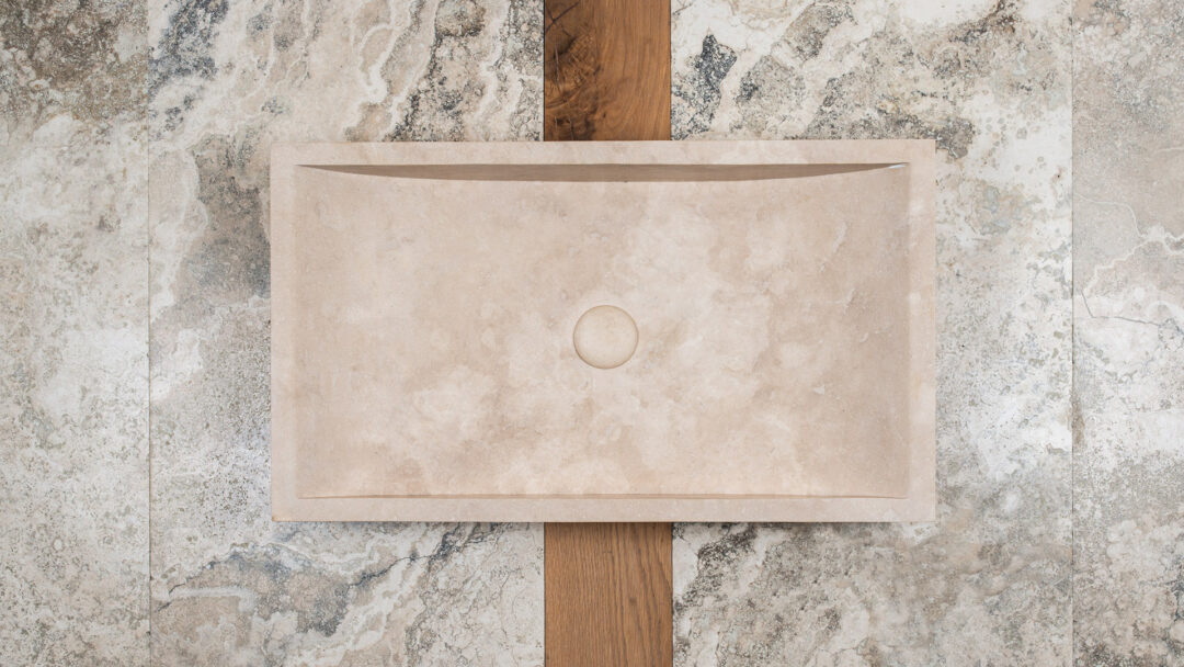 Wave Ansicht von oben - Waschbecken aus Travertin