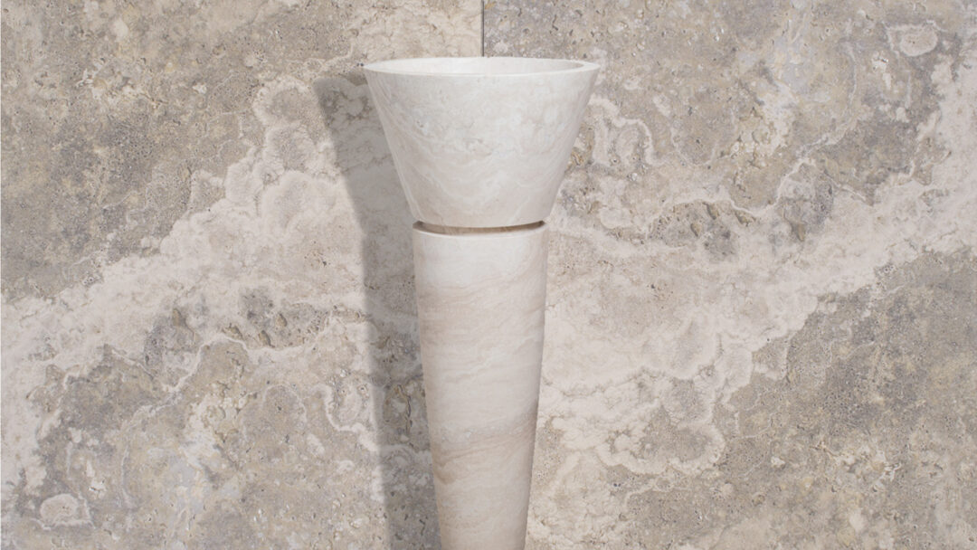 Lavabo a colonna in travertino Cono CH