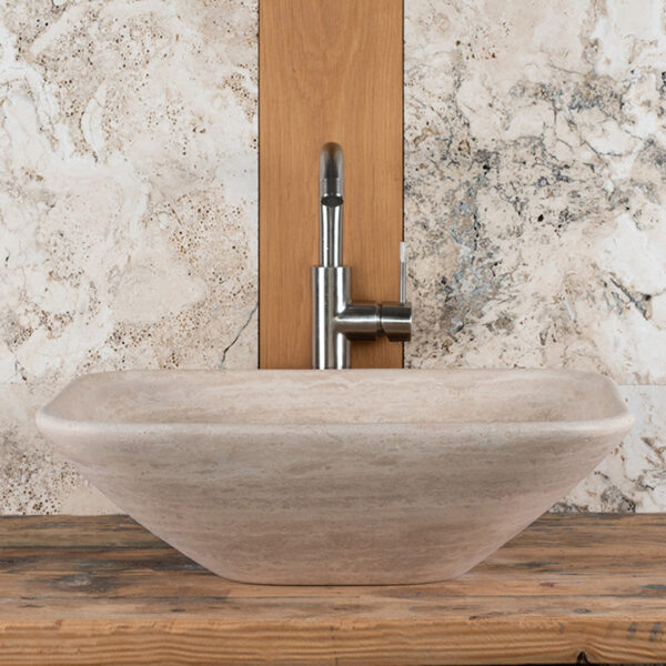 Lavandino bordo sottile in travertino “Crib Slim”