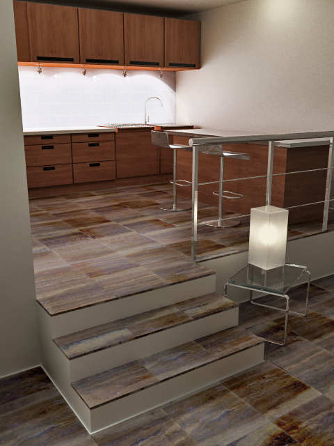 Kitchen flooring in Dark Zebra cross-cut travertine