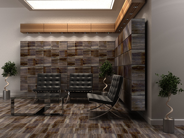 Hotel Siena Lobby: floors and coverings in dark cross-cut travertine