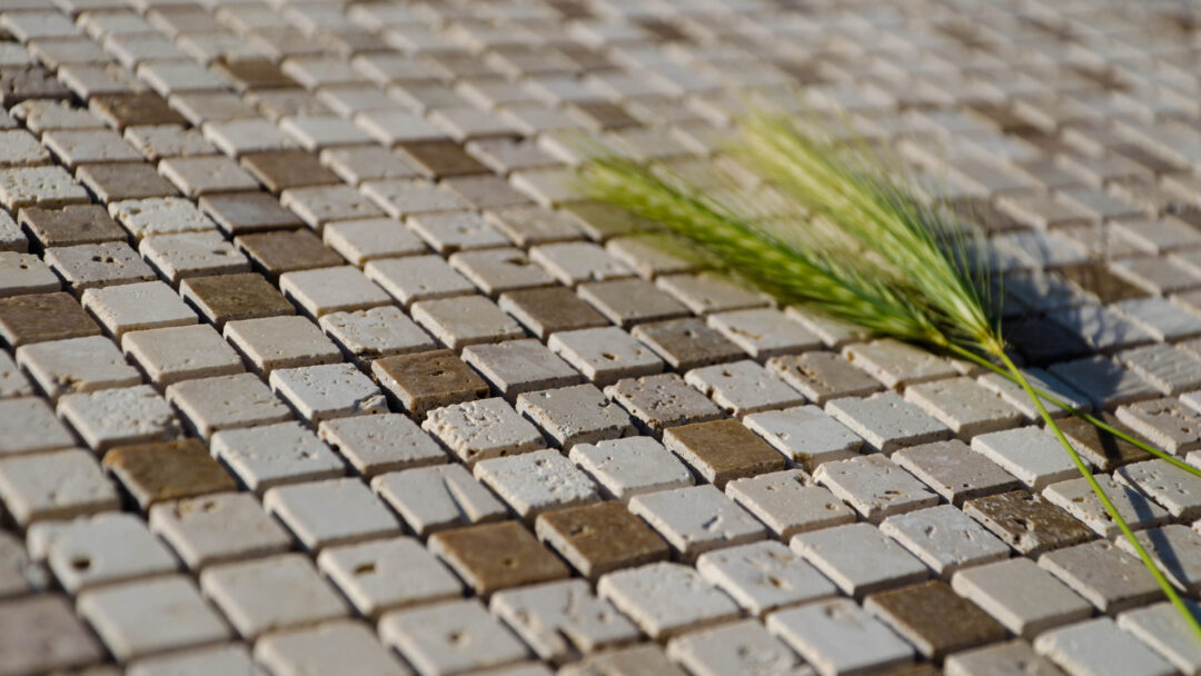 Travertinmosaik 1,5x1,5 Tuscany Mix Geschliffen