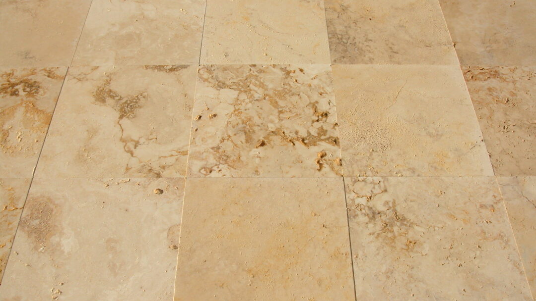Yellow travertine floor and wall tiles