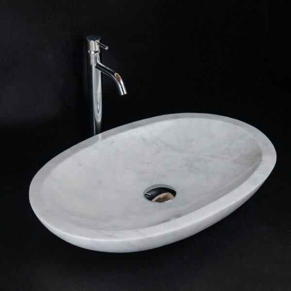 Lavabo ovale in travertino “Smooth Carrara T”