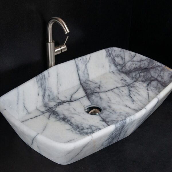 Lavabo rettangolare in marmo “Vassoio Lilac”