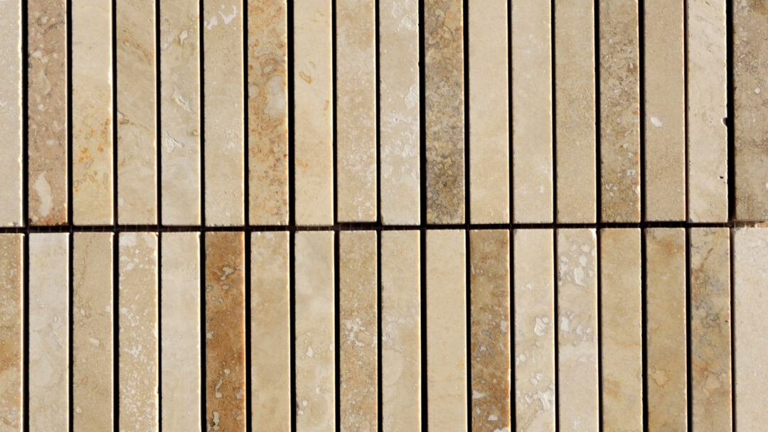Pietre di rapolano mini planks texture pattern mosaico travertino a listelli per bagno bello