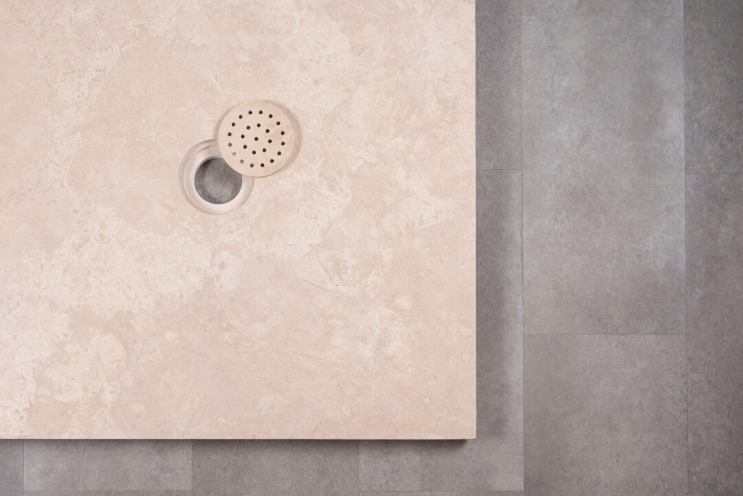 Travertine shower base Flat