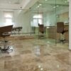Office flooring in Light Earth travertine