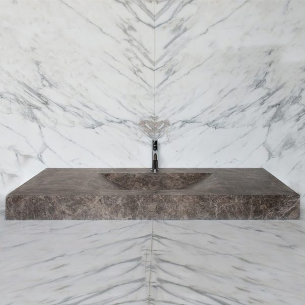 Emprador marble countertop sink